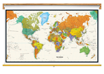 Contemporary World Map Classroom Pull Down